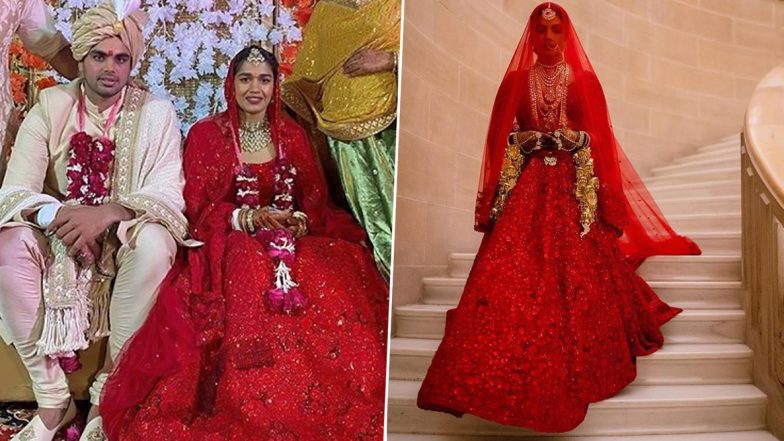 Babita Phogat's Shimmery Red Wedding Lehenga Has a Striking Similarity With That of Priyanka Chopra's Sabyasachi Mukherjee Outfit! (View Pics)