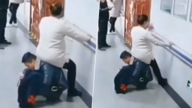 Chinese Husband Becomes a 'Chair' to Let His Pregnant Wife Sit on Him at Hospital (Watch Viral Video)