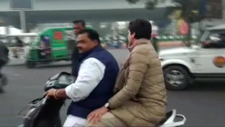 Congress Worker, Who Gave Lift to Priyanka Gandhi Vadra on Two-Wheeler, Challaned Rs 6100 for Not Wearing Helmet