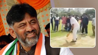 DK Shivakumar Plays Cricket With Mediapersons in Bengaluru, Watch Video