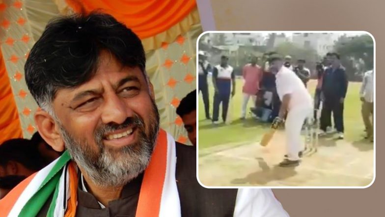 DK Shivakumar Plays Cricket With Mediapersons in Bengaluru, Watch Video