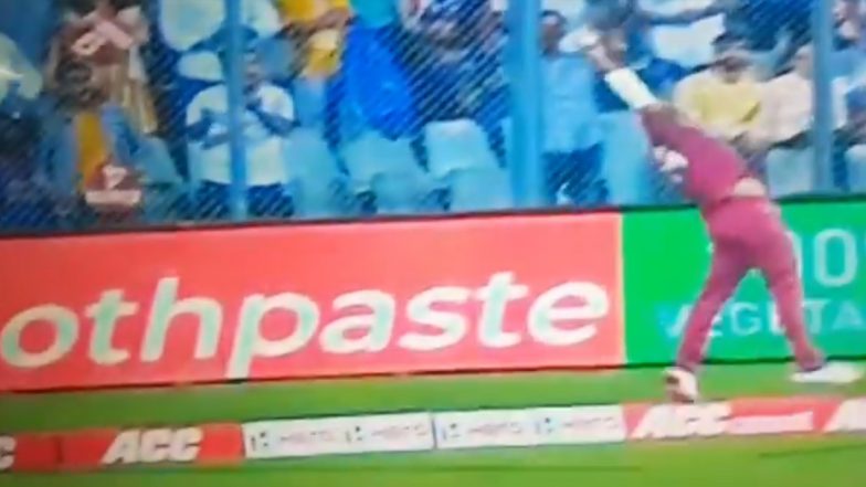 Evin Lewis’ Pulls Off Unbelievable Fielding Effort Near Boundary During India vs West Indies 3rd Test 2019, Twitter Reacts