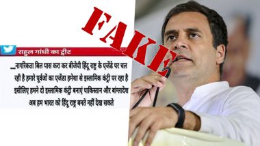 Did Rahul Gandhi Say His Ancestors Believed in Islamic Country? Here's The Truth Behind Viral Fake Tweet Attributed to Wayanad MP
