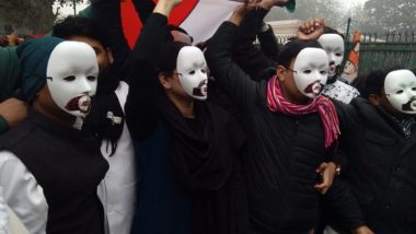 Anti-CAA Stir: Youth Congress Workers Take Cue From Hong Kong Protesters, Wear Masks During Protest March in Delhi