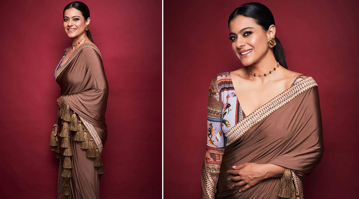 Kajol in Shivan and Narresh saree and bustier for Tanhaji promotions (3)