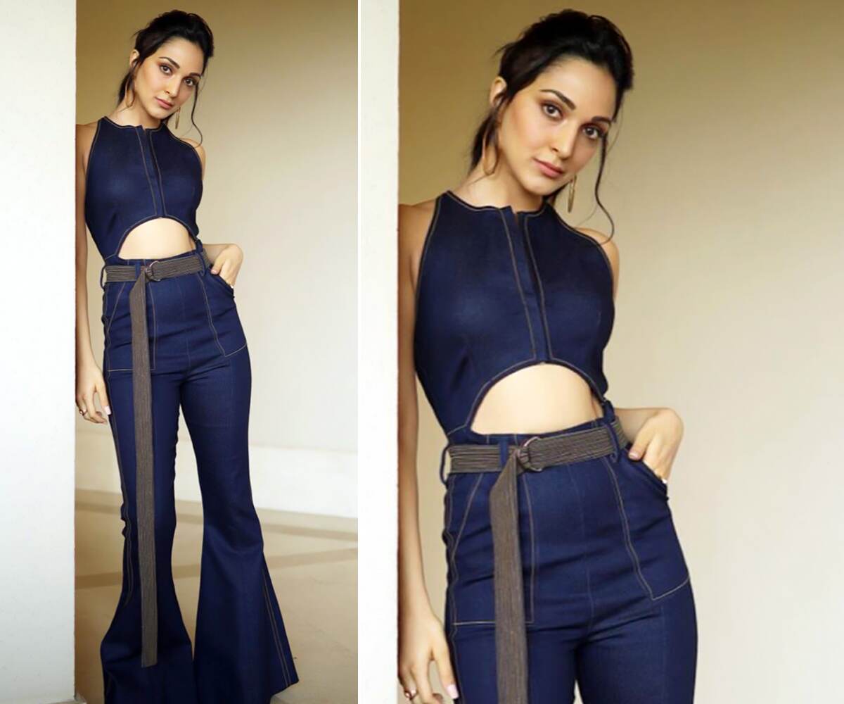 Hot Damn Kiara Advani You Have Us Hooked To Your Flared Denim Jumpsuit Hoops And A High Ponytail Latestly