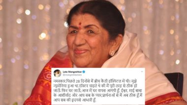 Lata Mangeshkar Returns Home from Hospital After 28 Days, Thanks Well-wishers