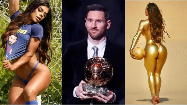 Lionel Messi Fan and Miss BumBum Suzy Cortez Celebrates His Ballon d’Or 2019 Win by Stripping Down to Undies and Covering in Gold Paint! (View Pics)