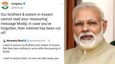 'Assam Cannot Read Your Message Modi Ji, Their Internet Cut Off': Congress Jabs PM for Addressing CAB Concerns Via Social Media