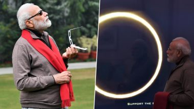 Solar Eclipse December 2019: PM Narendra Modi Catches Glimpses of Celestial Spectacle, View Pics
