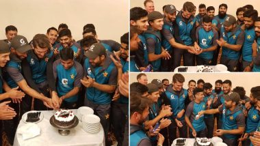 Pakistan Team Celebrates Shan Masood, Abid Ali’s Centuries and Shaheen Afridi’s Fifer in PAK vs SL 2nd Test 2019, See Photos of Cake Cutting Ceremony