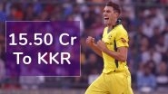 IPL 2020 Player Auction: Pat Cummins Sold For 15.5 Crore to KKR, Here's A List Most Expensive Buys in Indian Premier League's History