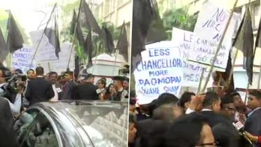 Anti-CAA Protests: Jagdeep Dhankhar, West Bengal Governor, Shown Black Flags by Protesters at Jadavpur University Again