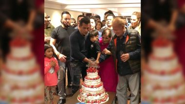 Salman Khan Turns 54! Dabangg 3 Star Slices Birthday Cake with Nephew Ahil Sharma (Watch Video)