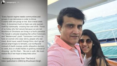 Sana Ganguly, Daughter of BCCI Chief Sourav Ganguly, Shares Excerpt From Khushwant Singh's ‘The End of India’ on Instagram Story Amid Anti-CAA Protests, Gets Praise From Netizens