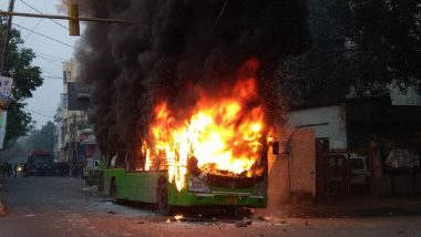 Anti-CAA Protests in Delhi: Police Releases Visuals Claiming Protestors Torched DTC Bus and Motorcycle on December 15 (Watch Video)