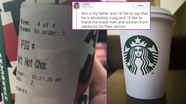 Starbucks Employee Gets Fired For Writing 'PIG' on Oklahoma Police Officer's Cup But Daughter Supports the Insult and Thanks Them (Check Viral Tweets)