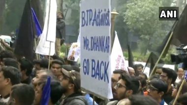 West Bengal Governor Jagdeep Dhankhar Shown Black Flags, 'BJP Activist Go Back' Slogans Raised at Jadavpur University