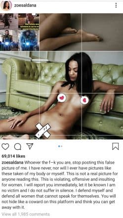 Zoe Saldana's Morphed NUDE Pics Go Viral, Guardians of The Galaxy Star  Lashes Out On Instagram For Circulating Fake Photos and Outraging Modesty  (View Pic) | ðŸŽ¥ LatestLY