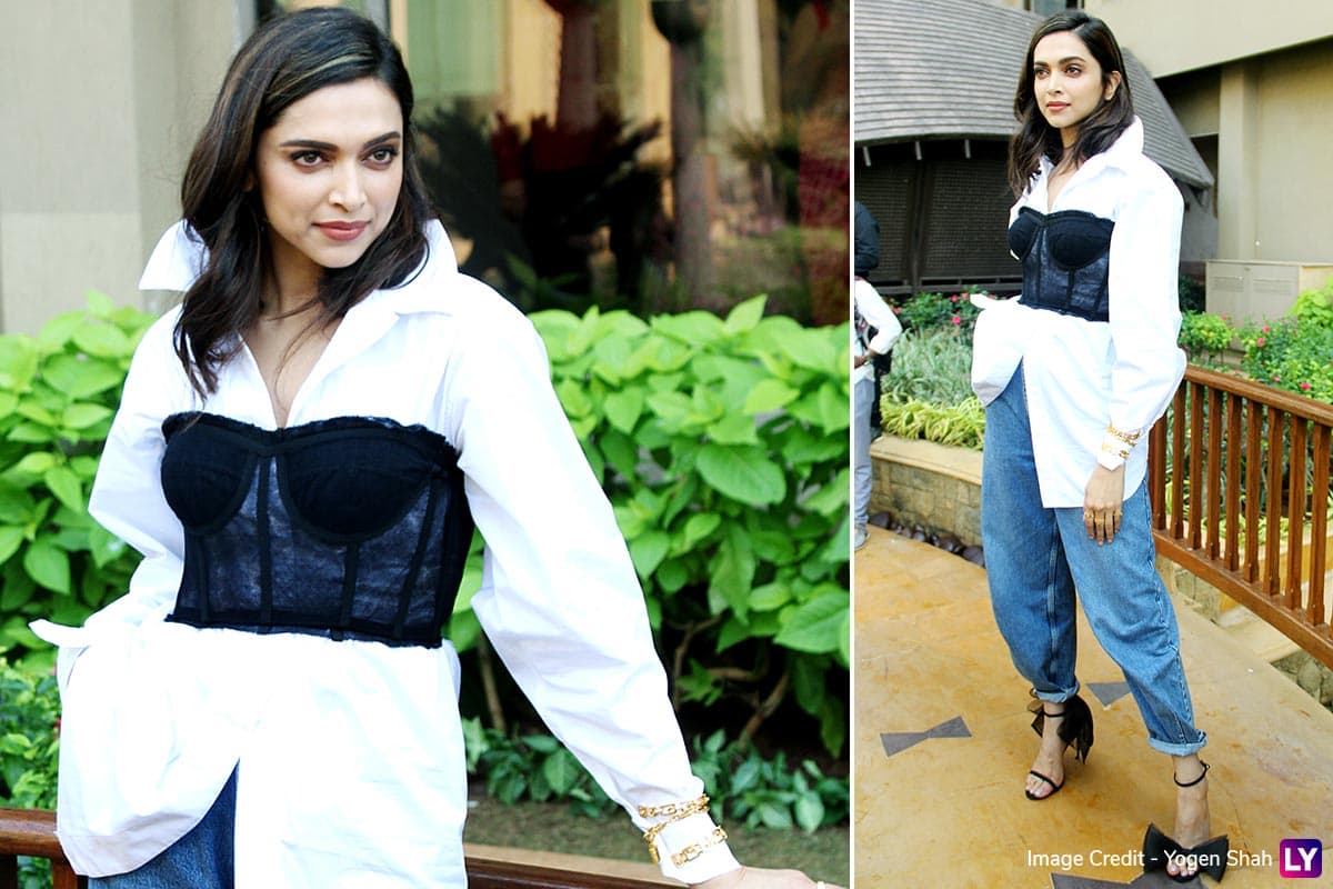 Deepika Padukone Slays A Classic Black Corset On An Oversized White Shirt  And Prove That She Is An Ultimate Fashionista - HungryBoo