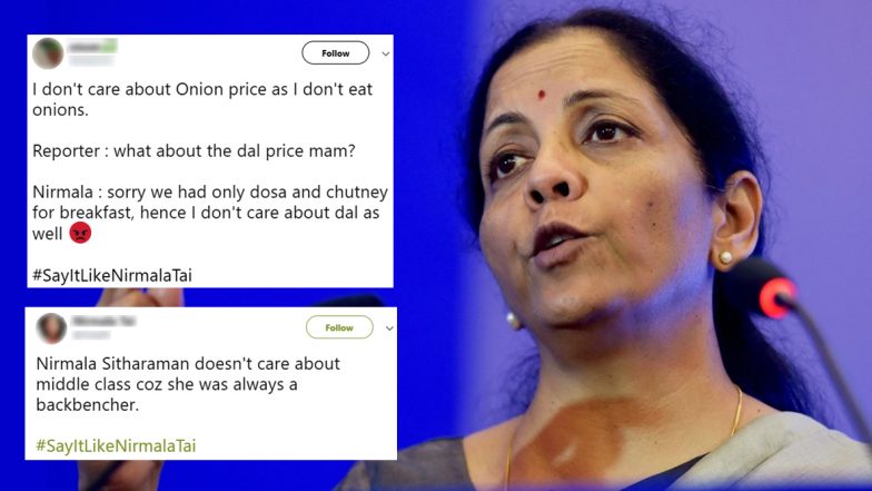#SayItLikeNirmalaTai Funny Memes and Jokes Take Over Twitter Again After Finance Minister Says ‘She Doesn’t Eat Onions and Garlic’ Amid Onion Price Hike