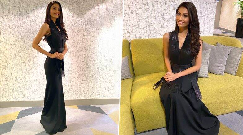 Miss World 2019 contestant Suman Rao looks beautiful in black A-line dress. 