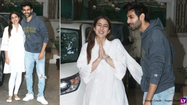 Sara Ali Khan and Kartik Aaryan are All Smiles as They Pose Together After a Dubbing Session and Look Like All's Well Between the Alleged Ex-Couple! (View Pics)