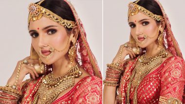 Vartika Singh, Miss India Universe 2019 Looks Ethereal in This Gorgeous Red and Golden Lehenga (View Pic)