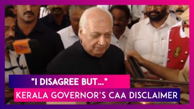 Kerala Governor Arif Mohammad Khan Registers Protest As He Reads Out Note Against CAA In Speech