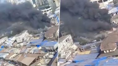Mumbai Fire: Massive Blaze Engulfs Shanties Behind City Centre Mall in Mumbai Central; Watch Video