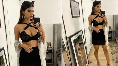 Mia Khalifa in a Black Criss-Cross Bralette and Cat Ears Is a Vision but We Would Love to See the Pornhub Queen sporting 'Unwashed Hair'!
