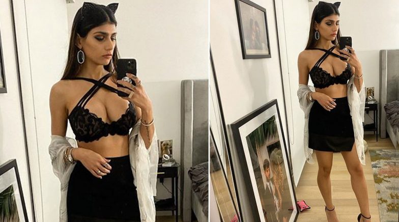 Mia Khalifa Hd Sexy Video Black Dress - Mia Khalifa in a Black Criss-Cross Bralette and Cat Ears Is a Vision but We  Would Love to See the Pornhub Queen sporting 'Unwashed Hair'! | ðŸ‘— LatestLY