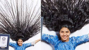 Nilanshi Patel Has World's Longest Hair! Gujarat's Real-Life Rapunzel  Breaks Guinness World Records With 190 cm-Long Locks | LatestLY