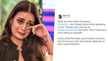 Netizens Call Dia Mirza ‘Desi Greta Thunberg’, Asks Her to Give Up ‘Diesel SUV’ As She Breaks Down in Tears Speaking on Climate Change (Read Tweets)