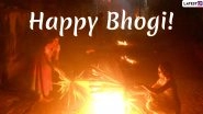 Happy Bhogi 2020 Wishes: WhatsApp Stickers, Hike Image Messages, Telegram GIFs, Quotes, SMS to Send Greetings on First Day of Pongal
