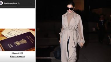 Deepika Padukone Leaves For Davos 2020 World Economic Forum To Accept The Crystal Award (View Pics)