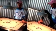 Differently-Abled Man Playing Carrom With Feet And Striking A Stunning Shot Goes Viral (Watch Video)