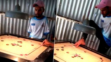 Differently-Abled Man Playing Carrom With Feet And Striking A Stunning Shot Goes Viral (Watch Video)