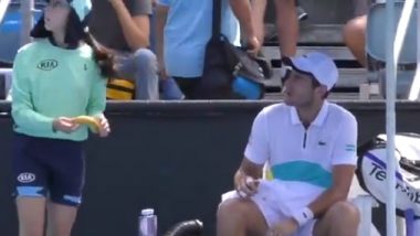 Australian Open 2020: Elliot Benchetrit Told Off by Umpire John Blom After Asking Ball Girl To Peel a Banana for Him (Watch Video)