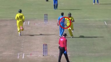 Sam Fanning Hits India U19 Bowler Akash Singh During U19 Cricket World Cup Quarterfinal Match, ICC Penalises Australian Opener; Watch Video