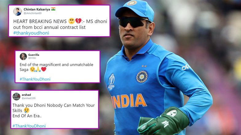 #ThankYouDhoni Trends on Twitter After MS Dhoni's Exclusion From BCCI Annual Contract List, Fans Speculate Former India Captain's Retirement