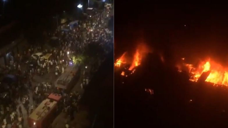 Mumbai: Fire Breaks Out at Residential Building in Kurla West, Firefighters And Water Tankers at Spot; Watch Video