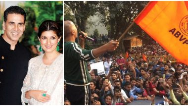 Twinkle Khanna Tweets Condemning JNU Violence; Twitterati Hits Back With Akshay Kumar’s Old Pic Waving ABVP Flag