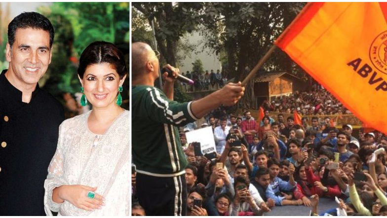 Twinkle Khanna Tweets Condemning JNU Violence; Twitterati Hits Back With Akshay Kumar’s Old Pic Waving ABVP Flag