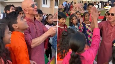 Jeff Bezos Celebrates Makar Sankranti by Flying Kite With Children in India (Watch Video)