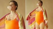 Kalki Koechlin Looks Sassy as She Flaunts Her Baby Bump in an Orange Swimsuit and a Blown Up Bubblegum! (View Pic)