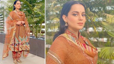 Kangana Ranaut Stirs A Desi Style Storm By Opting For An Orange Tulle Suit From The House Rimple & Harpreet Narula (View Pics)