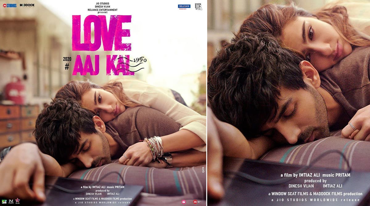 Love Aaj Kal Poster Kartik Aaryan Sara Ali Khan as Veer and