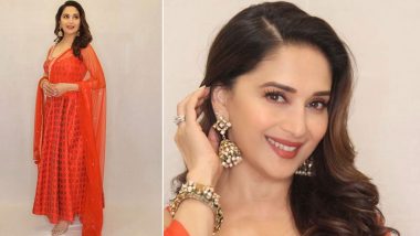 Madhuri Dixit Is Regal and Resplendent in a Red Anita Dongre Creation!