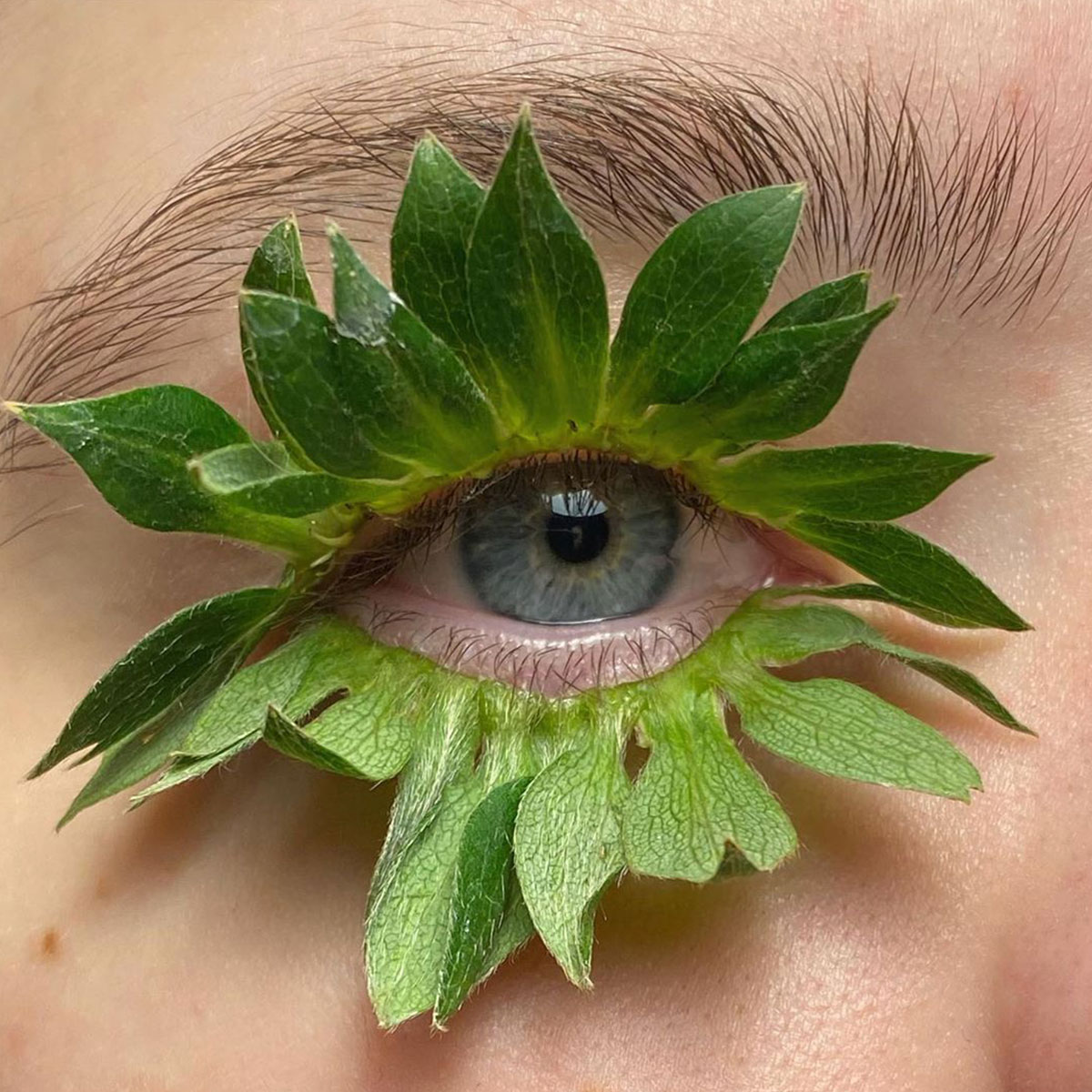Russian Artist Uses Leaves and Petals to Create Bizarre Make Up Looks ...